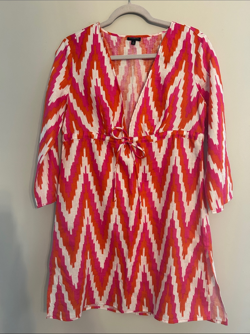 Talbots Pink, Orange & White Zigzag Swim Coverup Tunic